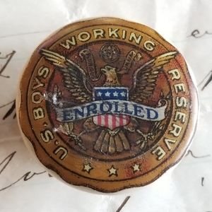 Antique WWI Celluloid U.S. Boys Working Reserve Stud